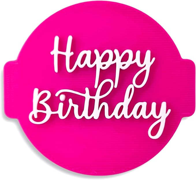 Happy Birthday Embosser Stamp for Icing Fondant Frosting Sugar Paste Cupcake Cake Cookie Baking Decoration (Pattern 1)