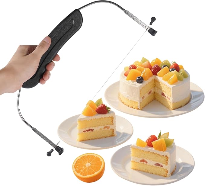 Adjustable Cake LevCake Cutter Slicer Leveler, 9 Different Height Premium Food Grade Stainless Steel Double Wires Cake Cutter/Slicer/Adjustable Cake Leveler for Leveling and Molding (black)