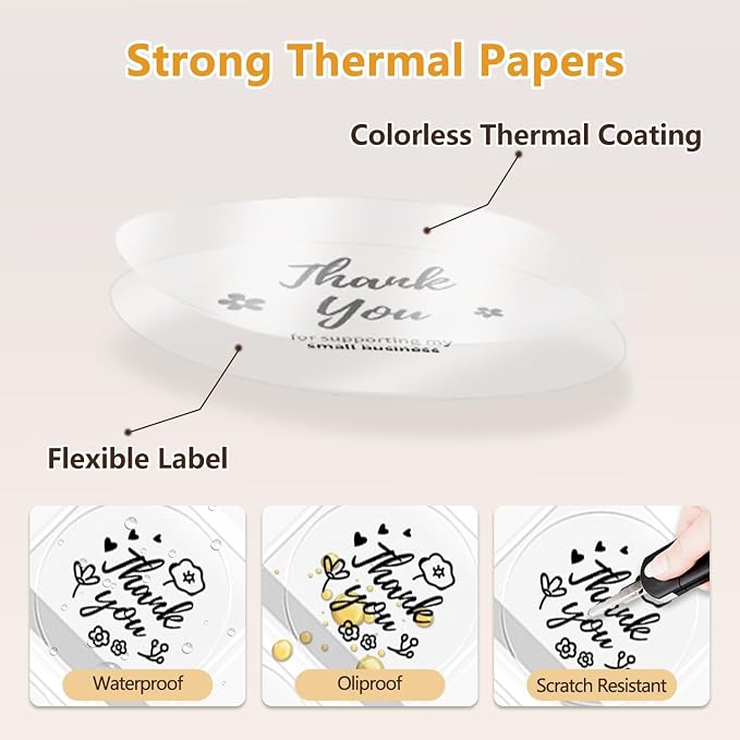 Phomemo Thermal Labels - 3 Pack Clear Circle Labels, Transparent M110/M220/M221/M120/M200, 1.96"x1.96" (50x50mm) Round Stickers