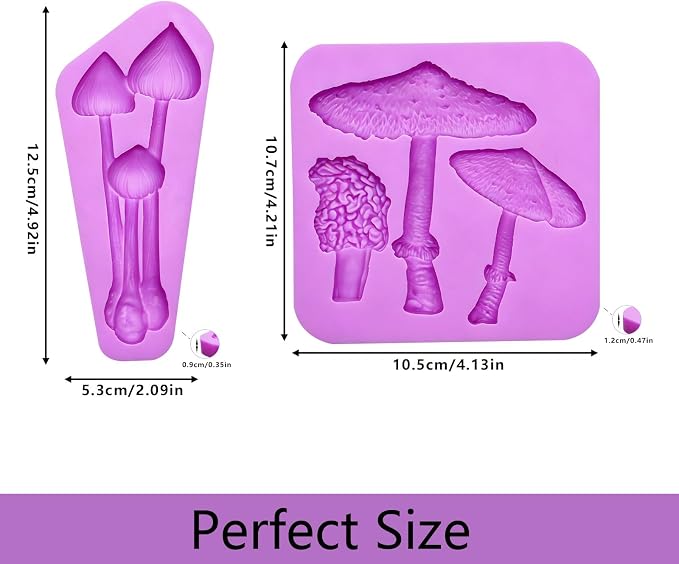 Mushroom Chocolate Mold Mushroom Silicone Mold for DIY Cake Decorating, Chocolate Candy, Sugar Craft, Epoxy Craft, Fringe Clay