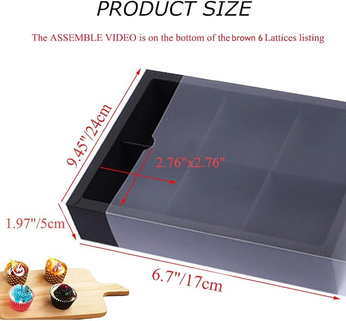 12 Packs Cupcake Boxes,Food Grade Paper Treats Gift Boxes with Inserts and Display Windows,Cupcake Containers for Baking Pastries Goodies Biscuits(6 Lattices)