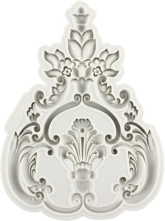 Baroque Style Curlicues Scroll Lace Fondant Silicone Molds Relief Flower Mold Filigree Mold 3D Sculpted For Sugar Cake Decorating Cupcake Topper Candy Chocolate Gum Paste Polymer Clay