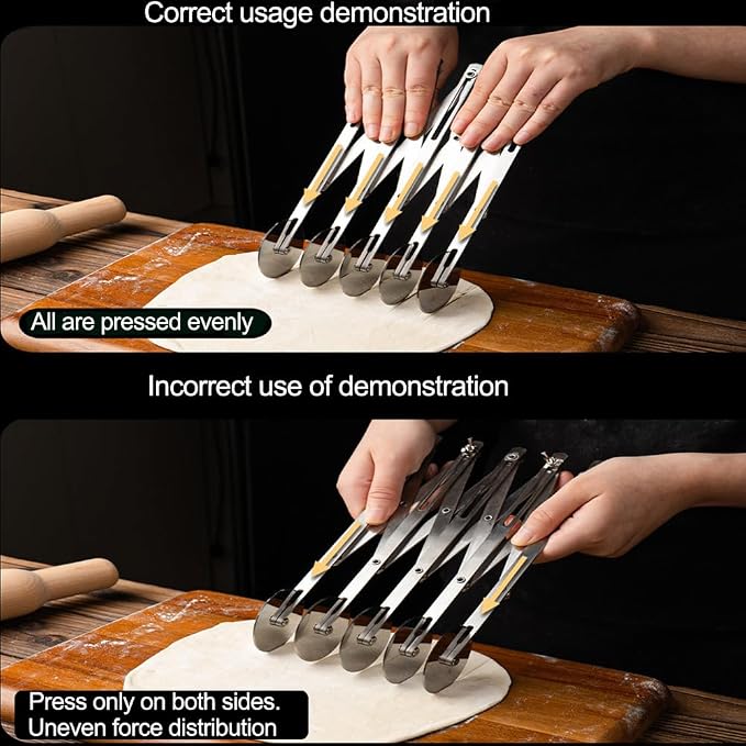 5-Wheel Pastry Knife, Spaghetti And Noodle Slicer, Stainless Steel Pizza slicer, multiple pasta roller cutter tools, baking roller adjustable pizza knife slicer, splitter