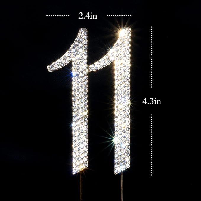 11 cake topper Premium Bling Rhinestone Diamond Gems for Birthday or Anniversary Party Decoration Ideas