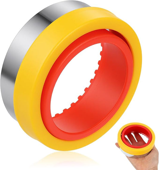4 Inch Round Cookie Cutter with Plastic Top Protection, Large Circle Biscuit Cutters, Metal Cookie Cutters for Safe Baking & Dough Cutting, Fluted Round Cookies Cutter