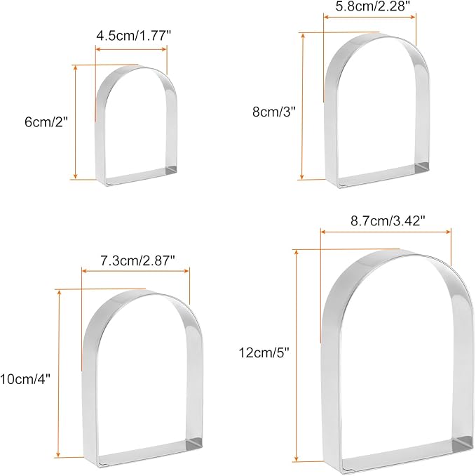 HARFINGTON Arched Cookie Cutter Set Assorted Sizes Stainless Steel Geometric Biscuit Baking Pastry Candy Cookie Cutters Molding for Pastry Fondant Cake
