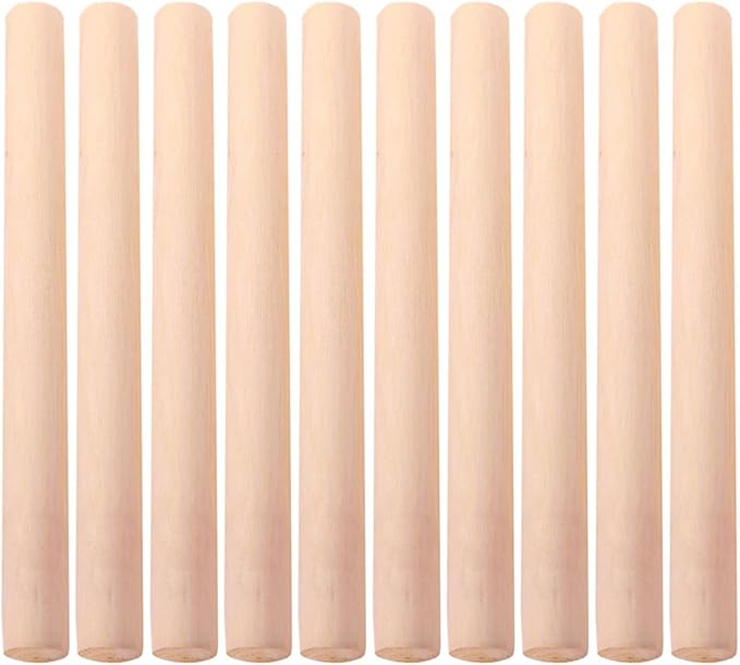 LABRIMP 10pcs Rolling Pin Wooden Dough Roller French Cookies from France Wood Biscuits Dough- Smooth Roller Wood Dough Roller Baking Tool Clay Tools Pie Crust Cake Dumpling