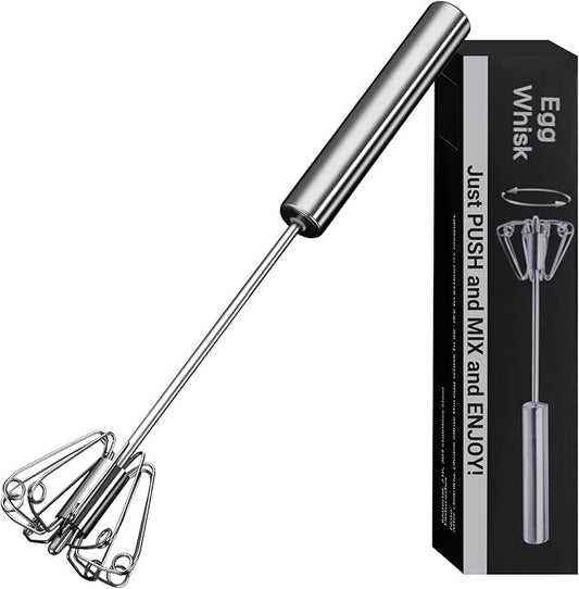 Egg Whisk, Upgraded Stainless Steel Semi Automatic Whisk,Hand Wisk Egg Beater Easy to Use for Making Cream, Blending, Whisking, Beating & Stirring (12 Inch)