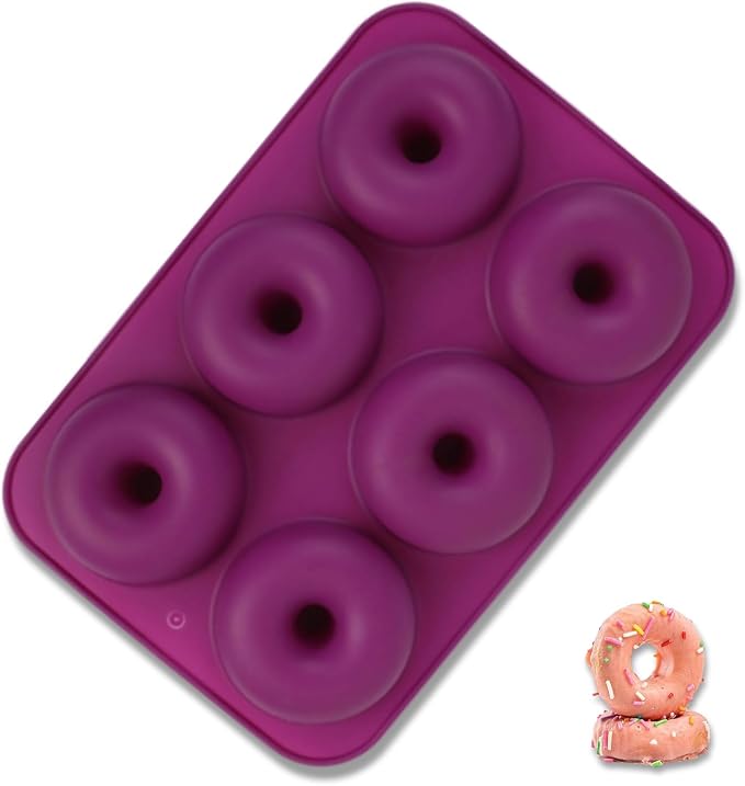2PCS Silicone Donut Pan for Baking, 6 Cavity Silicone Donut Trays Doughnuts Baking Pans, Multifunctional Doughnut Making Trays for Kitchen