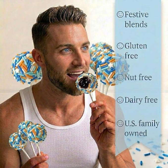 Manvscakes, Blue and Orange dessert Sprinkles, Cake decorations, Chocolate, Fondant baking, Edible sprinkle, Cupcake toppings