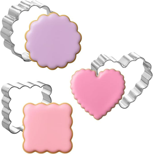 Foose Cookie Cutters Mini Geometric Shape Cookie Cutter 3 Piece Set with Recipe Card, Made in the USA