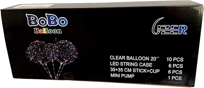 LED Light Up Bobo Balloons with Sticks,6 Packs Flashing Handles,20 Inches Bubble Bobo Balloons,70 cm Sticks,Christmas Birthday Party Decoration