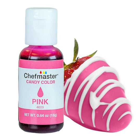 Chefmaster Pink Candy Color | True-Tone Shades | Oil-Based | Professional-Grade Dye | Chocolate, Strawberries, Cake Pops | Decorating | Easy-to-Use | Manufactured in the USA | 0.64 oz