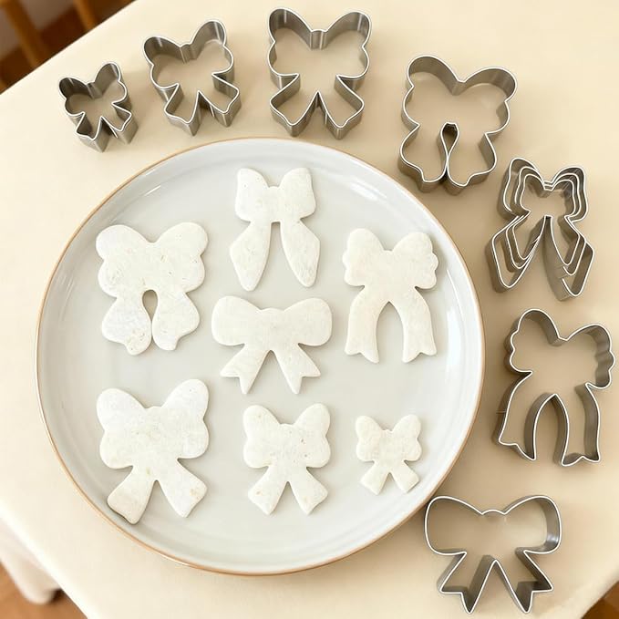 9 PCS Bow Cookie Cutter Set Stainless Steel Cookie Cutters 2.2" to 4.0" Bow Cookie Cutters Dishwasher Safe Metal Biscuit Cutter Molds for Baking Food Party Decor