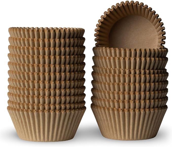 200 Paper Cupcake Liners, Muffin Liners or Baking Cups for Desserts, Muffins, Cupcakes and More Treats; Grease Proof, No Smell, Food Grade, Nut Serving Containers (Brown)