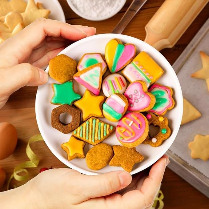 30Pcs Mini Cookie Cutter Set with Box,30 Small Molds To Cut Out Pastry Dough Pie Crust & Fruit, Geometric Set for Biscuit Mold