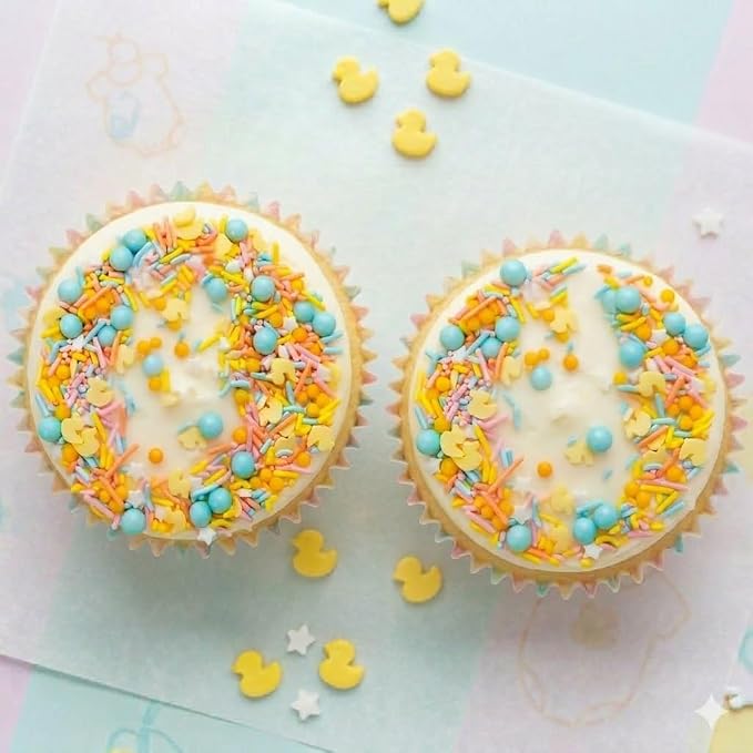 Oasis Supply Baby Shower Sprinkles & Sugar Shapes – Edible Decorations for Cakes, Cupcakes, and Cookies – Gender Reveal, Boy, Girl, and Neutral Party Baking Decorations - Ducky Mix - Assorted