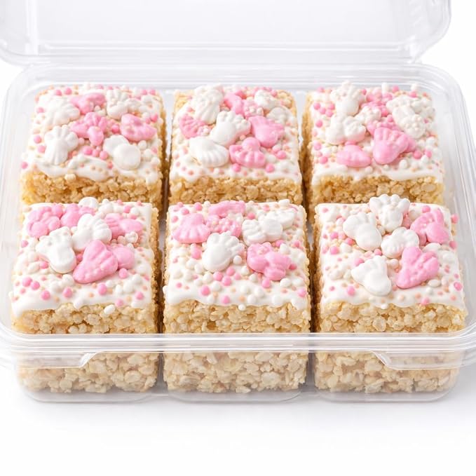 Oasis Supply Baby Shower Sprinkles & Sugar Shapes – Edible Decorations for Cakes, Cupcakes, and Cookies – Gender Reveal, Boy, Girl, and Neutral Party Baking Decorations - Pink Baby Feet