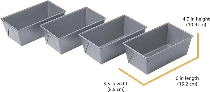 Chicago Metallic Commercial II Non-Stick Mini Loaf Pan Set, 6-Inch-by-3.5-Inch, 4-Count (Pack of 12)