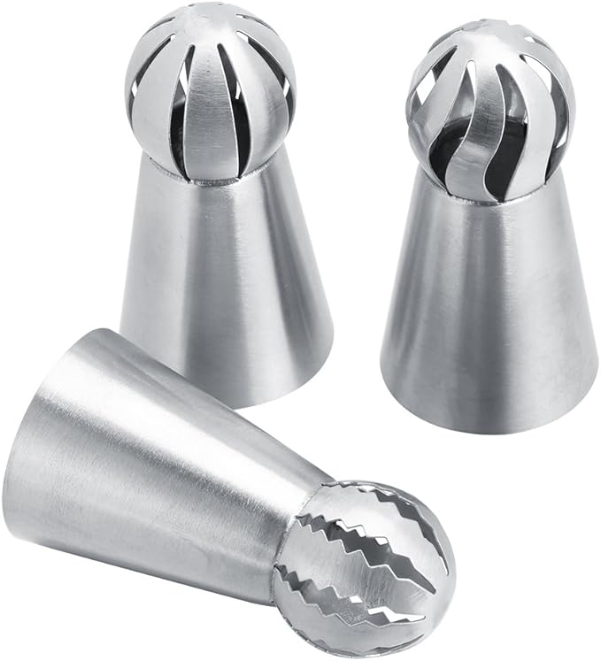 Russian Piping Tips Set 3 Pcs Stainless Steel, Icing Nozzles for Cake Cupcake Decorating Baking Tools