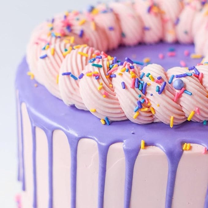 Sprinkles for Cake, Cookie, Cupcake Decorating, and Baking - Fancy Edible Cake Sprinkles and Toppings in Yellow Jimmies, Purple Nonpareils, Pink and Blue Sugar Pearl Sprinkles for Donuts, Cookies