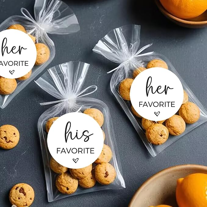 60xHis Favorite,60xHer Favorite Wedding Stickers,Wedding Candy Favors Label, Party Favor Labels,Sweet Desserts Tags for Birthday Anniversary,Graduation,Bridal,Shower,Cookie Bakery Stickers