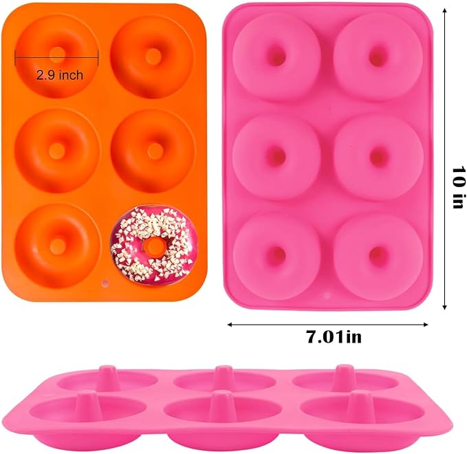 AKOAK 6-Cavity Silicone Cake Mold, DIY Handmade Soap Mold, Non-Stick Donut Mold, for Chocolate Pudding Jelly Muffin Cups, Kitchen Baking Decoration (Doughnuts)