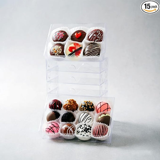 15PCS 7x4.3x1.5 Inch Clear Chocolate Covered Ore Boxes Cookie Boxes with Window Bakery Boxes for Truffle,Cakesickle, Bomb Dount,Cake & Gift Treat Boxes for Party Favors