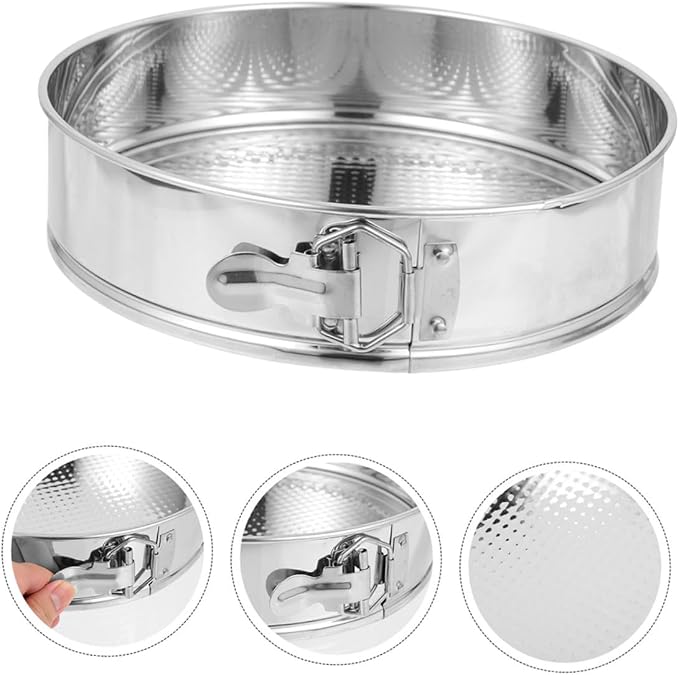 Milisten 9-inch Stainless Steel Springform Cake Pan, Leakproof round Cheesecake Mold with Removable Bottom, Household Baking Tool for Birthday and Holiday Desserts