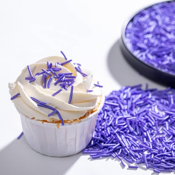 Christmas Purple Jimmies Sprinkles,Cake Cookie Sugar Edible Candy Pearls Color for Baking Cupcake Topper for Decorationg (Purple)