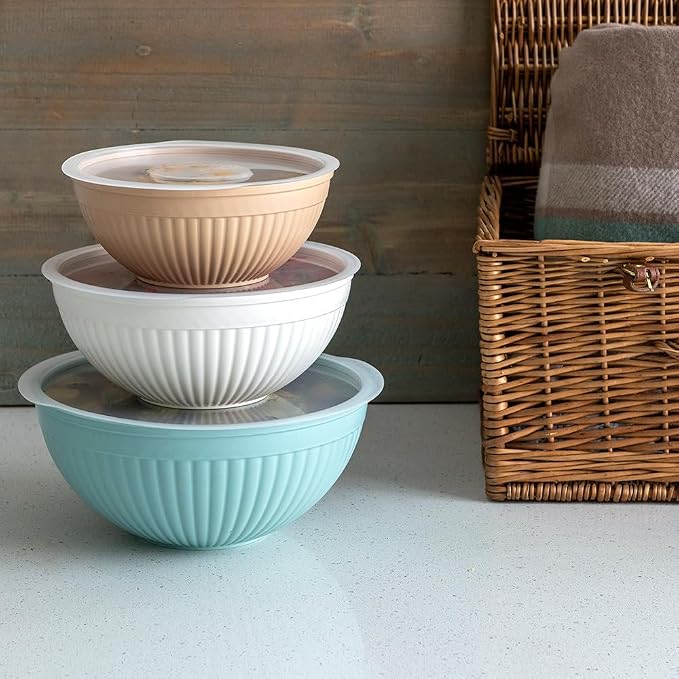 Nordic Ware Prep and Serve Mixing Bowls Set, 6-Piece, Earth-Tones