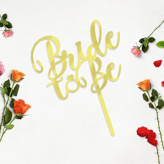 Mirror acrylic Bride to Be Cake Topper - Bridal Shower Cake Topper,for Wedding Shower;Engagement;Bachelorette;Hen Party Decorations (gold)