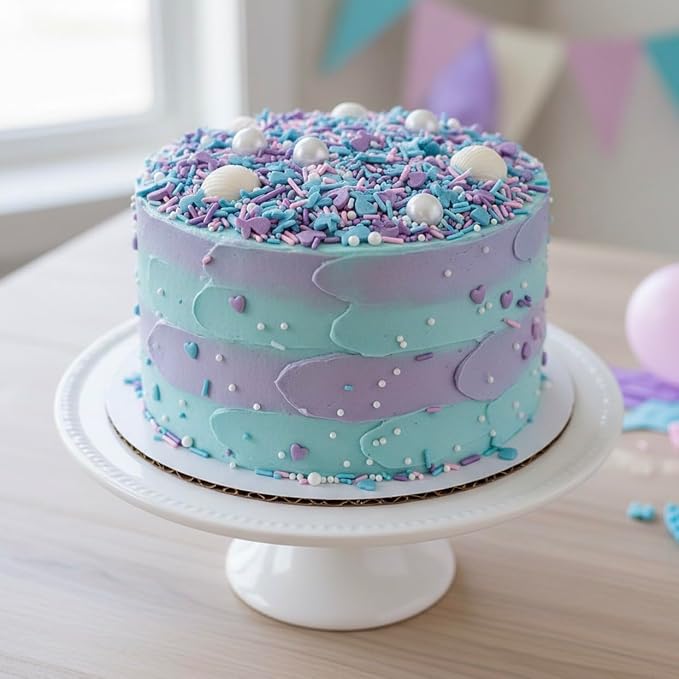 Manvscakes, Mermaid Sprinkles for Baking, Soft Jimmies, Naturally Colored, No Artificial Dyes, Blue Pink Purple, Cake, Cupcake Toppings, 3oz