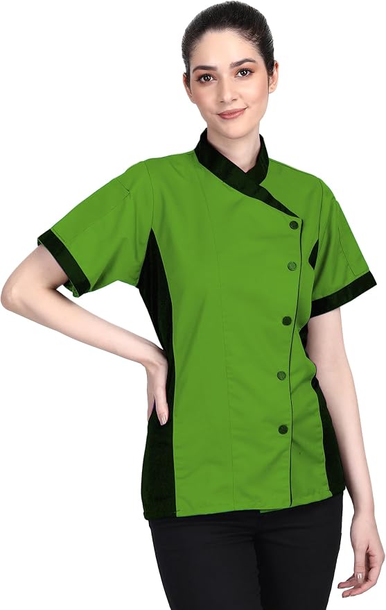 Short Sleeves Only Women's Ladies Side Mesh Chef's Coat Jacket