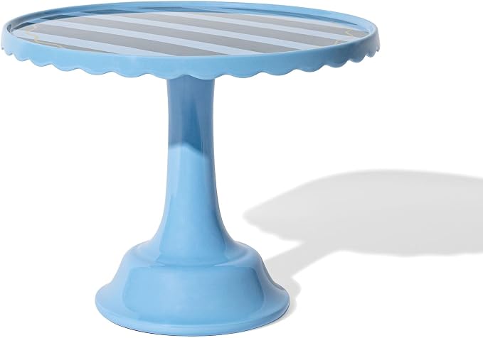 Light/Dark Blue Distressed Stripe Melamine Cake Stand for Celebrations by Emergency Confetti – Tiered Dessert Display at Birthdays, Weddings & All Gatherings – Stylish Presentation In Every Occasions