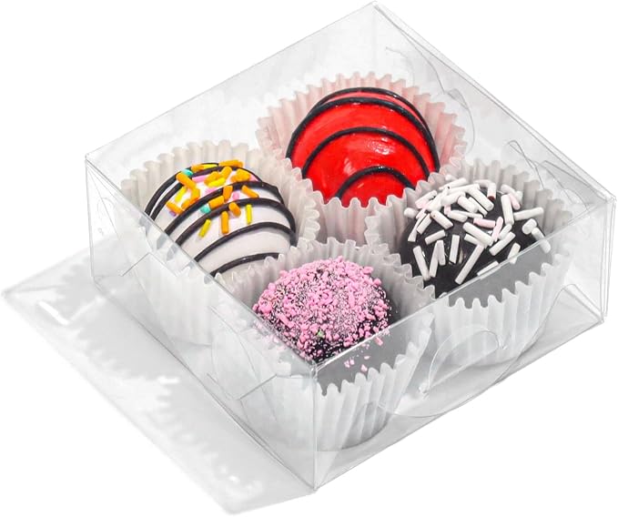 TEMLQPACK 50PCS 3¼"X3¼X1½ Inch Clear Boxes for Cookies, Soap, Chocolate Truffles, Donuts, Macarons, Chocolate-covered Cherries, Mini Bakery Items, Brownies