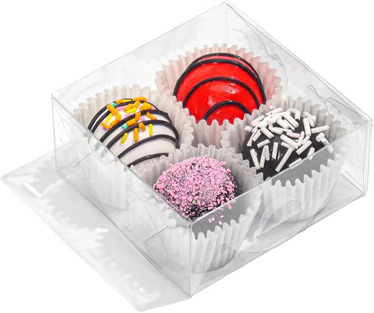 TEMLQPACK 50PCS 3¼"X3¼X1½ Inch Clear Boxes for Cookies, Soap, Chocolate Truffles, Donuts, Macarons, Chocolate-covered Cherries, Mini Bakery Items, Brownies