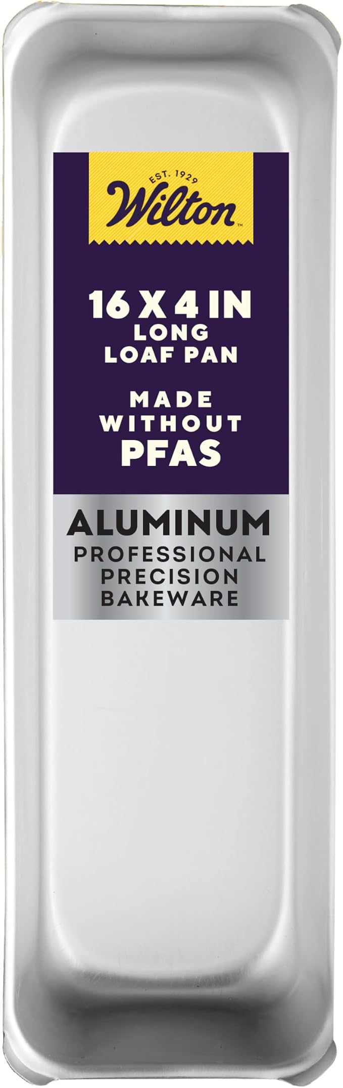 Wilton Long 16 x 4 in Aluminum Loaf Pan, Oversized Bakeware for Pound Cakes & More, Durable, Even Heating, Rust-Resistant, Professional Quality, Packaging May Vary