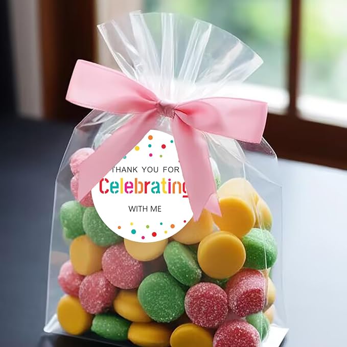 120xThank You for Celebrating with Me, Wedding Stickers,Party Favor Labels,Round Colorful Dot Labels,Sweet Desserts Favor Tags for Birthday Anniversary,Graduation,Cookie Bakery Stickers,Envelope Seal