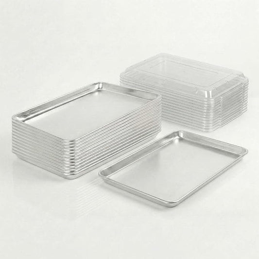 13" x 18" Commercial Baking Tray with Lid 12 Pack Half Sheet Pan BPA Free Cover