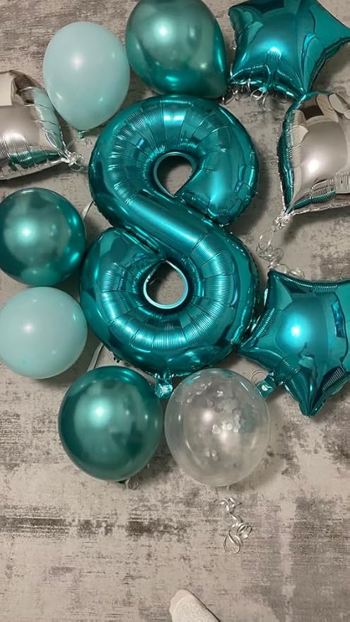 Teal Blue 6 Balloon, Number Balloons 40 Inch, 6th Balloons for Birthday Decorations, Teal Blue Party Supplies 6 Birthday Balloon, Number 6 Balloon