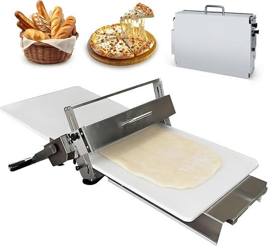 Manual Dough Sheeter Machine for Home & Commercial Use – Versatile Dough Roller Machine with Adjustable Thickness, Foldable Stainless Steel Sheeter for Pizza, Bread, Pastry & Fondant(Type-15.5")