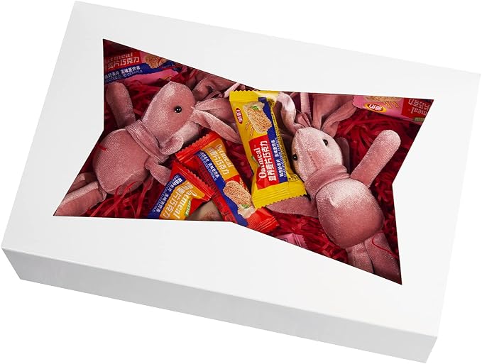15-Pack 10inch White Pastry Bakery Cookie Box,10x7.75x2.5inch Large Donuts,Muffins,Cookies Boxes with PVC Window - Auto-Pop up Paper Box Nature Cardboard Take Out Container,Pack of 15