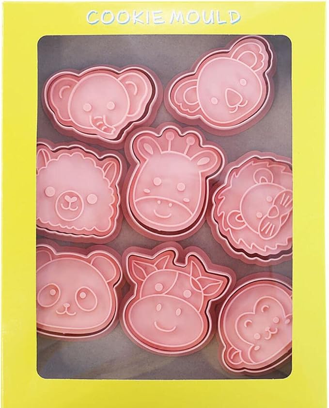 8 Pieces Cute Animals Cookie Cutters Plastic Panda Cookie Stamps Animal Cookie Mould Press Koala Cookie Mould Set Baking Kitchen Tools (Animals B)