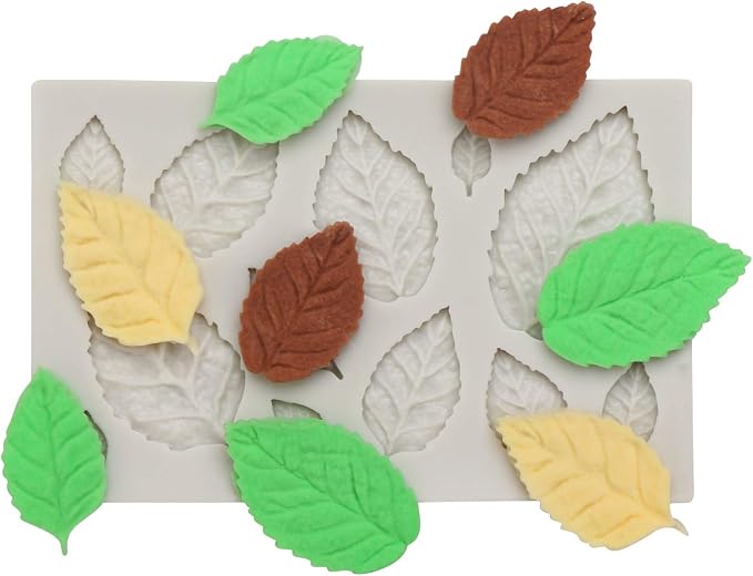 Beasea Leaf Fondant Silicone Mold, 4pcs Leaf Soap Mold Rose Clay Molds Maple Pattern Mold Candy Chocolate Cake Decorating Molds for Sugar Craft