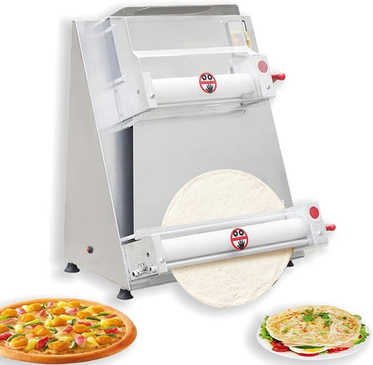 4-16" Electric Pizza Dough Roller Commercial Dough Roller Sheeter with Adjustable Thickness 370W Pizza Dough Press Dough Sheeter Machine for Bakeries, Pizza Shops, Restaurants (4-15.74")