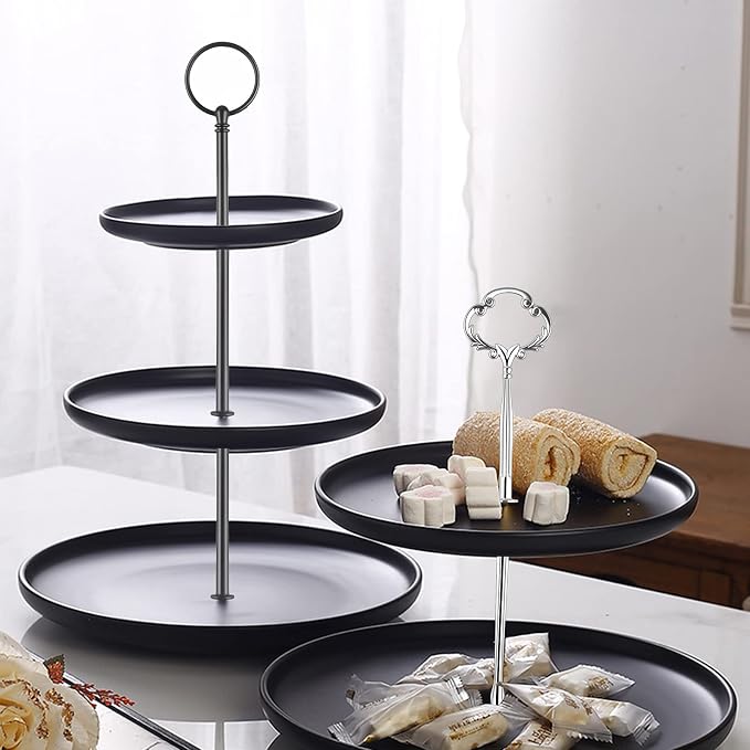 9 Set Cake Tiered Tray Hardware Kit Fittings - 3 Tier Cake Stand Hardware Holder for Christmas, Parties, Dessert Cupcake Trays - Gold, Black, White