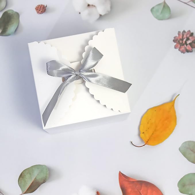 WEWILUCK Small White Gift Box, 10 PCS Pretty Favor Gift Boxes with Lids Bulk for Wedding, Bridesmaid Proposal, Birthday, Party, Holiday, Galentine's Day Presents, 4.75” x 4.75” x 3.53”
