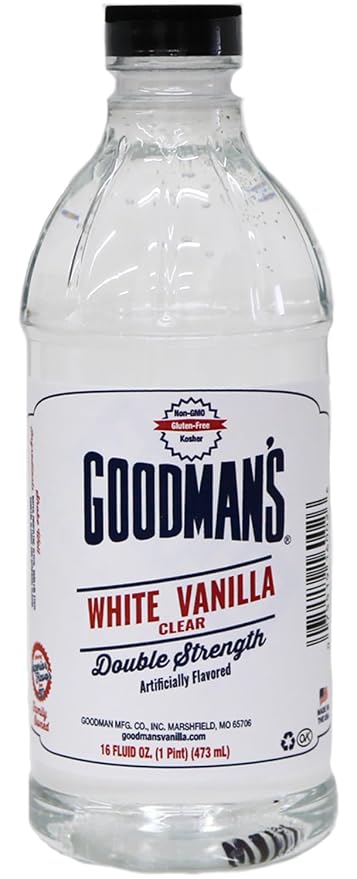 Goodman's White Vanilla Clear Double Strength Artificial Flavor - Gluten-Free, Non-GMO, Kosher, Low Carb & Low Calorie - Vanilla Flavor Ideal for Baking, Cooking, and More - No Sugar (16oz Bottle)