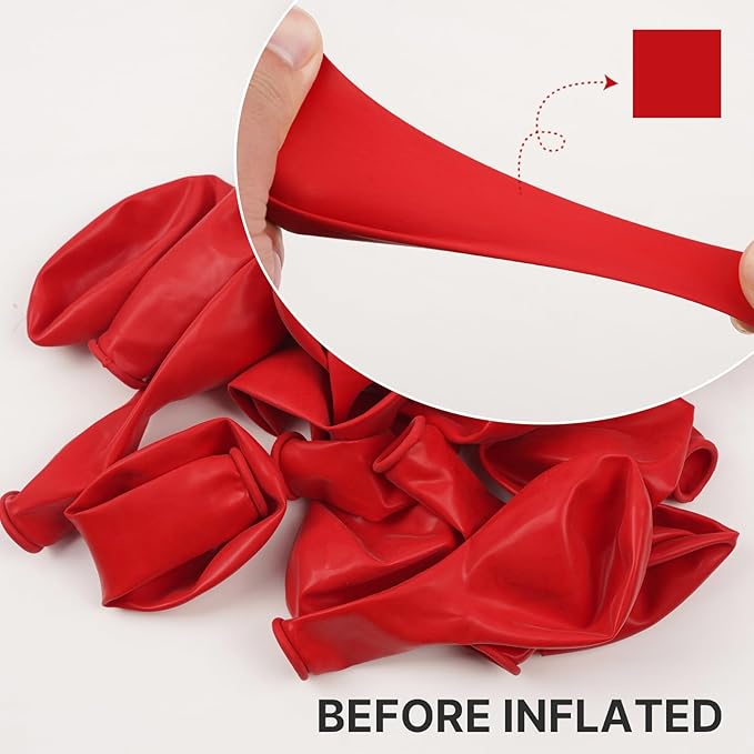 PartyWoo Red Balloons 100pcs 5 Inch Small Mini Matte Red Latex Balloons for Birthday Graduation Bachelorette Citizenship Anniversary Strawberry Cherry Casino Movie Theme Party Decorations Red-Y57